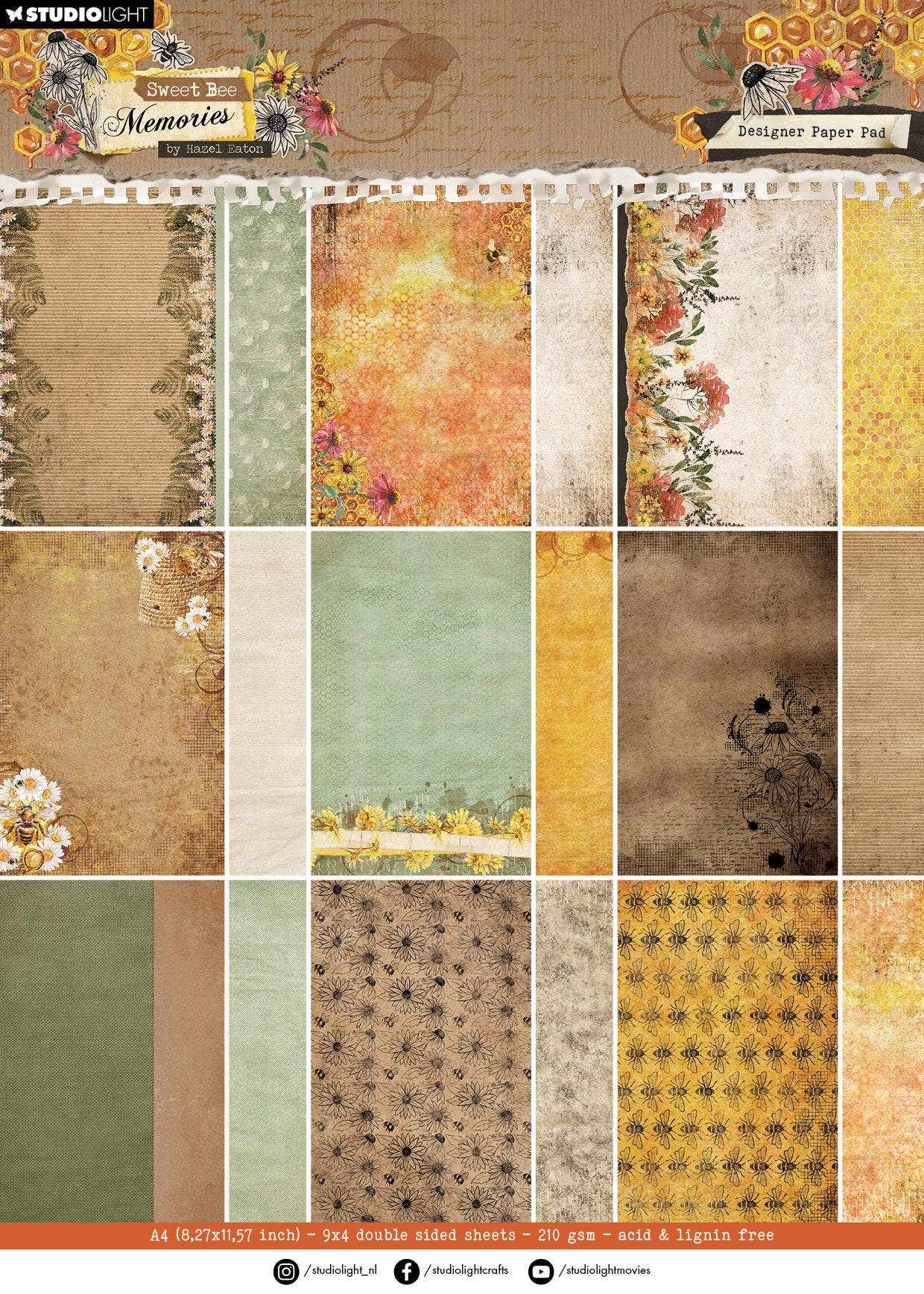 Hazel Eaton - Sweet Bee Memories - Designer Paper Pad - Background ...